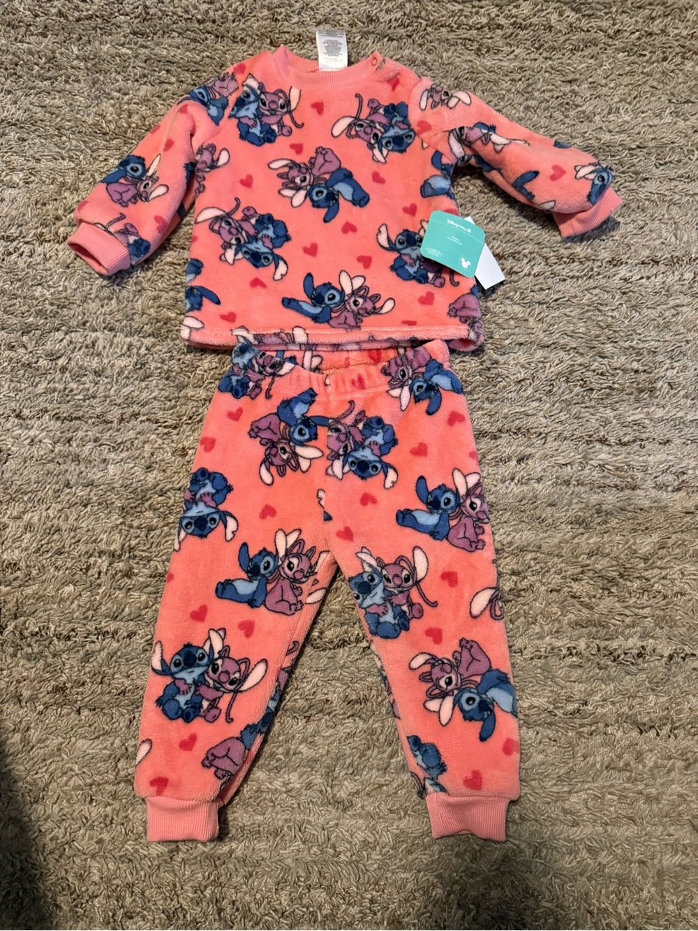 Disney Baby Pink Plush Character Top & bottoms. 18 months